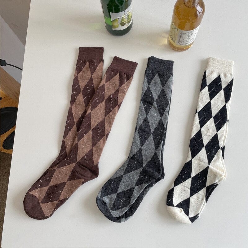 Kinky Cloth Plaid Long Socks