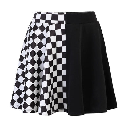 Kinky Cloth Black / S Plaid Patchwork Mini Skirt