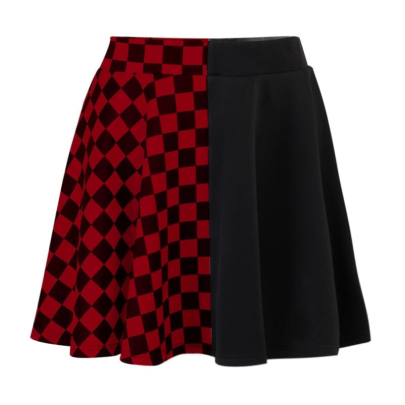 Kinky Cloth Red / S Plaid Patchwork Mini Skirt