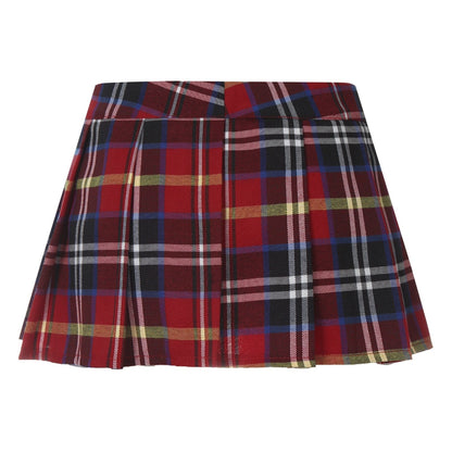 Kinky Cloth Plaid Pleated Low Waist Miniskirt