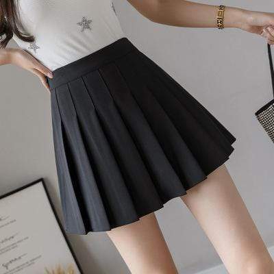 Kinky Cloth Skirt Black / L Plaid Pleated Skirt