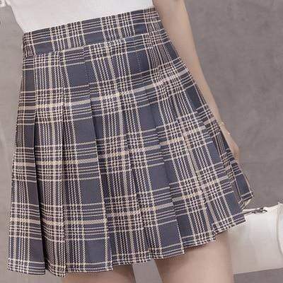 Kinky Cloth Skirt Brown / L Plaid Pleated Skirt