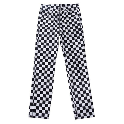 Kinky Cloth 200000366 Plaid Pants / S Plaid Zipper Checkered Straight Pants