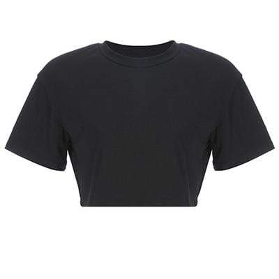 Loose Crop Top T-Shirt, Solid Color O-Neck Short Crop Top – Kinky Cloth
