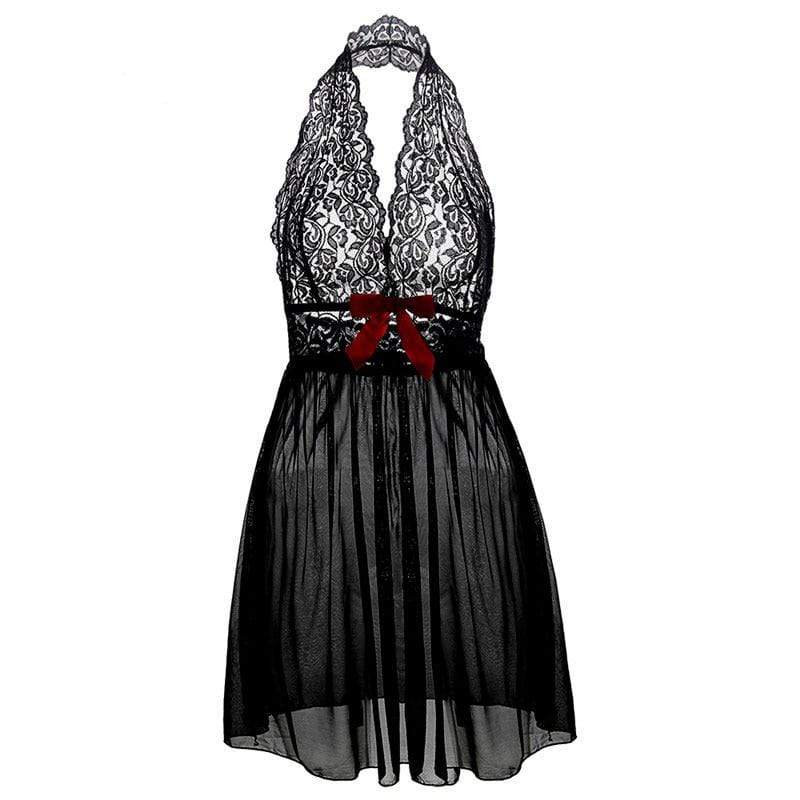 Kinky Cloth 200001895 Black / S Plus Size Babydoll Halter Nightdress