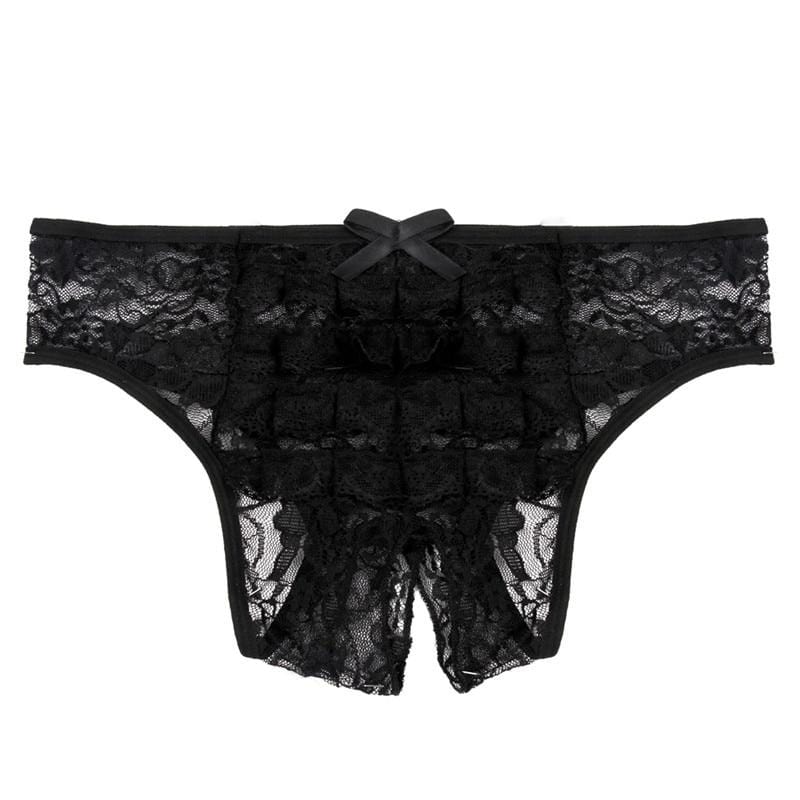Kinky Cloth 351 Black / M Plus Size Crotchless Lace Underwear