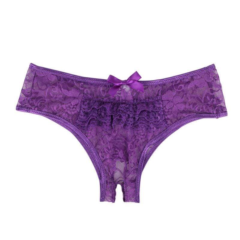Kinky Cloth 351 Purple / M Plus Size Crotchless Lace Underwear
