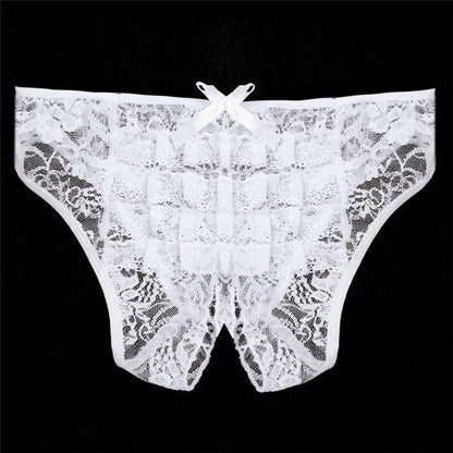 Kinky Cloth 351 White / M Plus Size Crotchless Lace Underwear