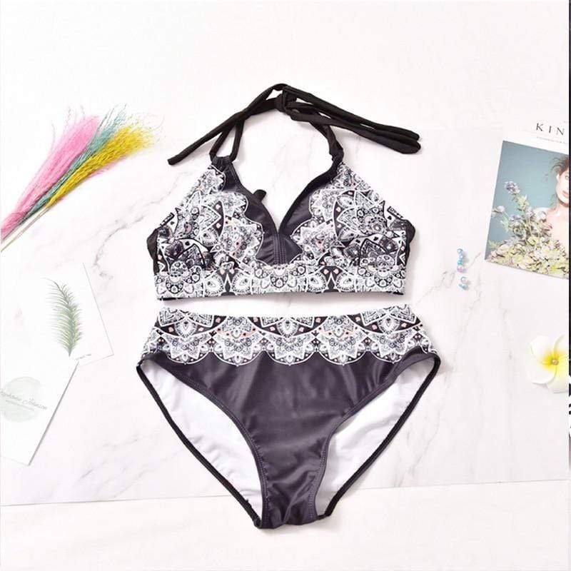 Kinky Cloth 200004279 Plus Size Lace Flower Print Bikini Set