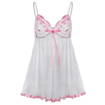 Kinky Cloth 200001895 White / S Plus Size Pink Bowknot Lace Nighties