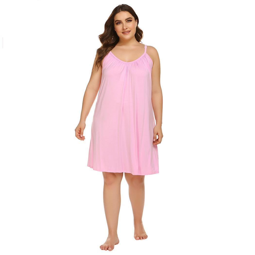 Kinky Cloth 200001901 Pink / XL Plus Size Solid V-Neck Sleepwear