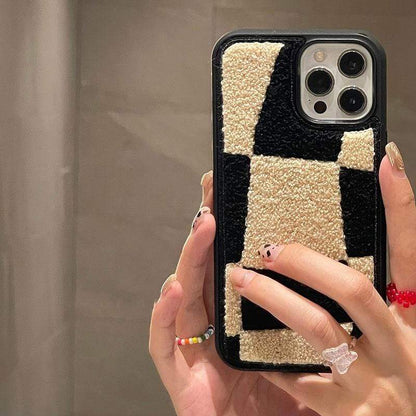 Kinky Cloth Plush Checkerboard Case for IPhone