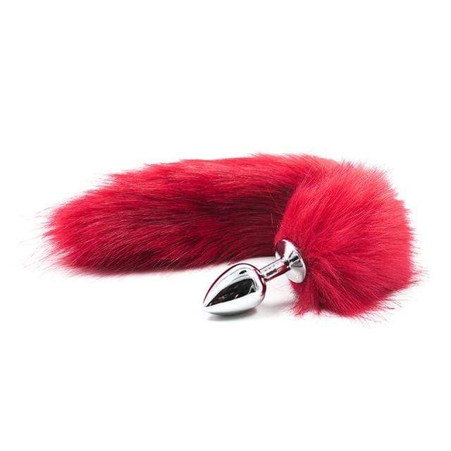 Kinky Cloth Red Plush Tail Plug
