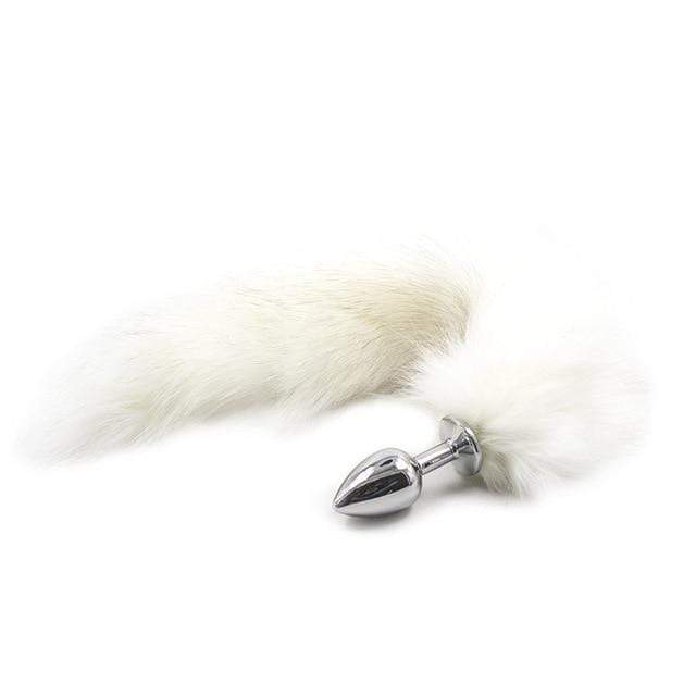 Kinky Cloth White Plush Tail Plug