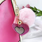 Pompom Rhinestone Heart Keychain