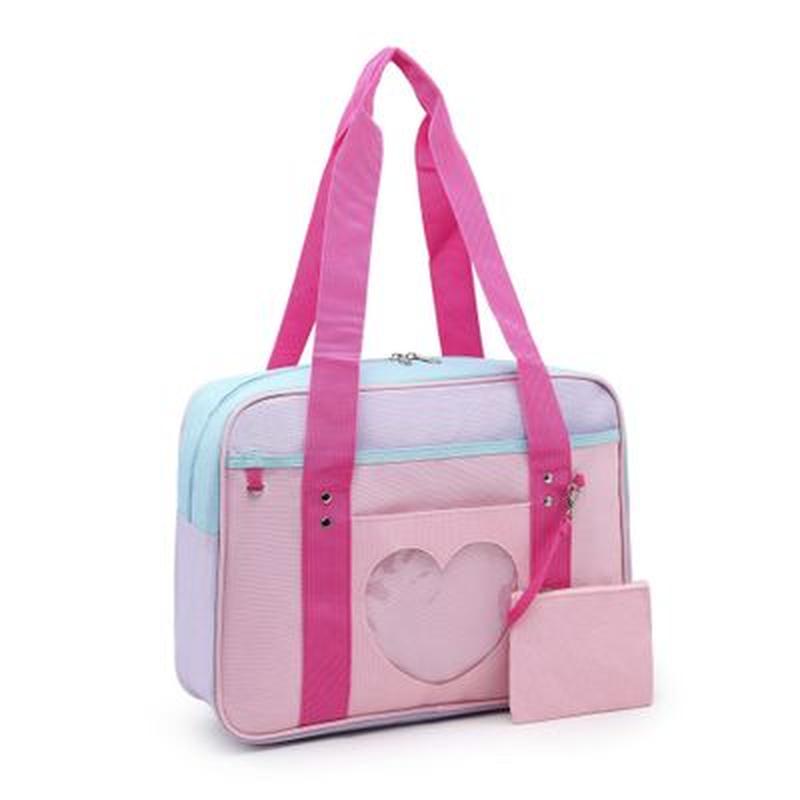 Kinky Cloth 100002856 Dark Pink Preppy Style Large Canvas Bag