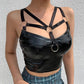Leather Ring Camis Crop Tank Top