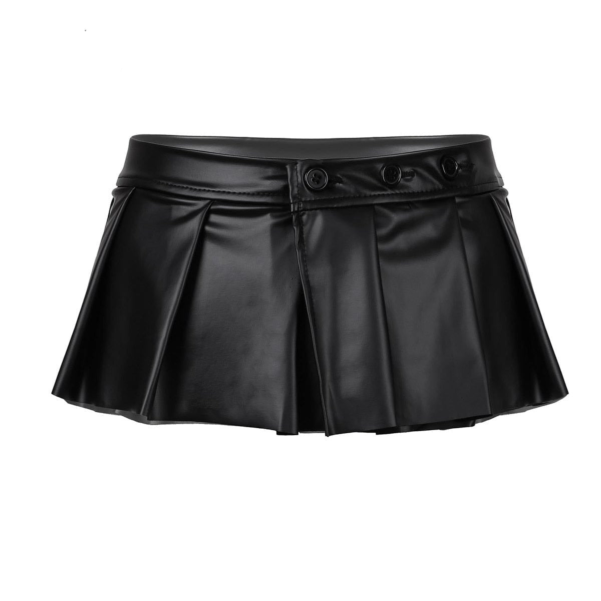 Kinky Cloth PU Leather Pleated Mini Skirt