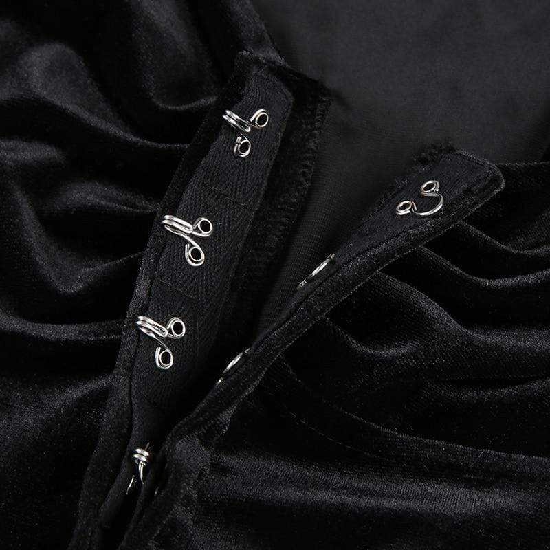 Kinky Cloth 200000791 Puff Sleeve Black Velvet Top