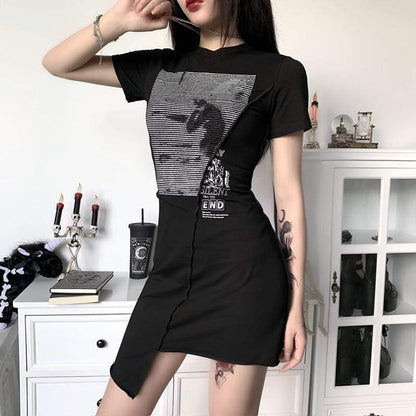 Kinky Cloth 200000347 Punk Irregular Black Mini Dress