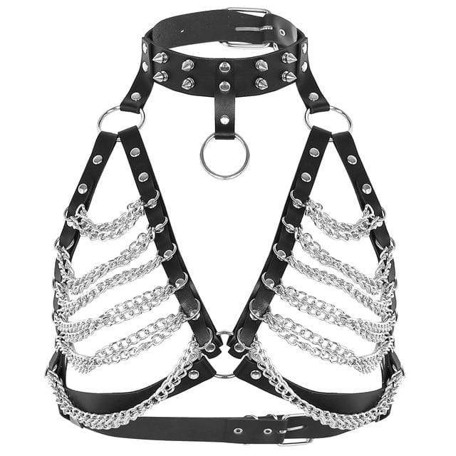 Kinky Cloth Black Silver / One Size Punk Mistress Chain Harness