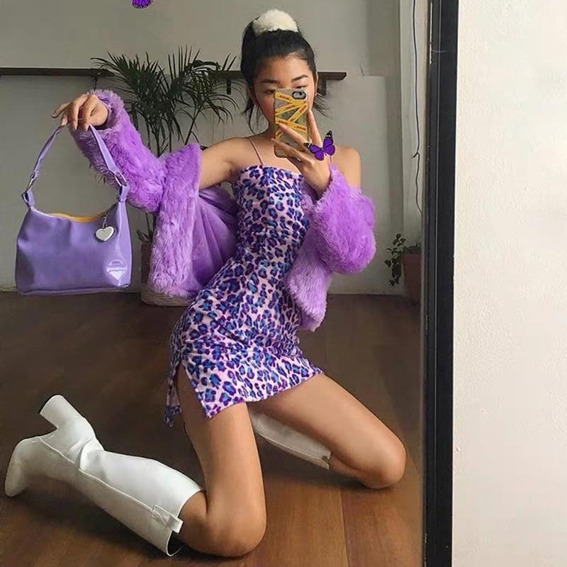 Purple Leopard Mini Dress