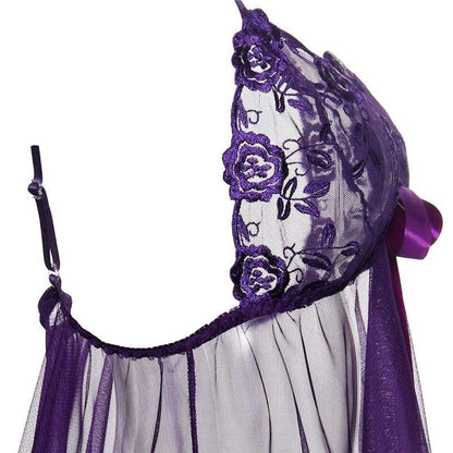 Purple Sheer Lingerie Babydoll Dress Negligee