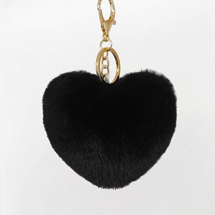 Kinky Cloth 200000174 black Rainbow Heart Pompoms Keychain