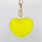 Kinky Cloth 200000174 Fluorescent Yellow Rainbow Heart Pompoms Keychain