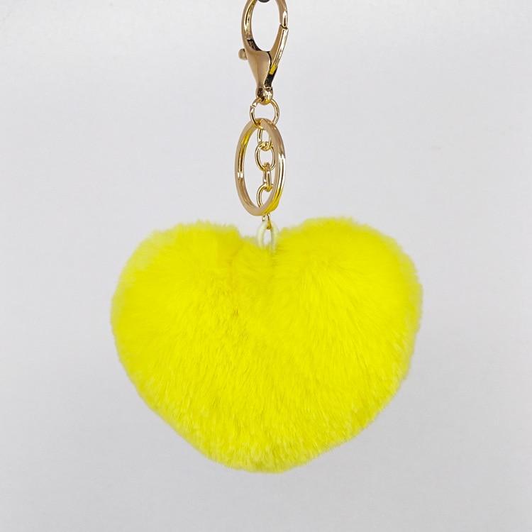 Kinky Cloth 200000174 Fluorescent Yellow Rainbow Heart Pompoms Keychain