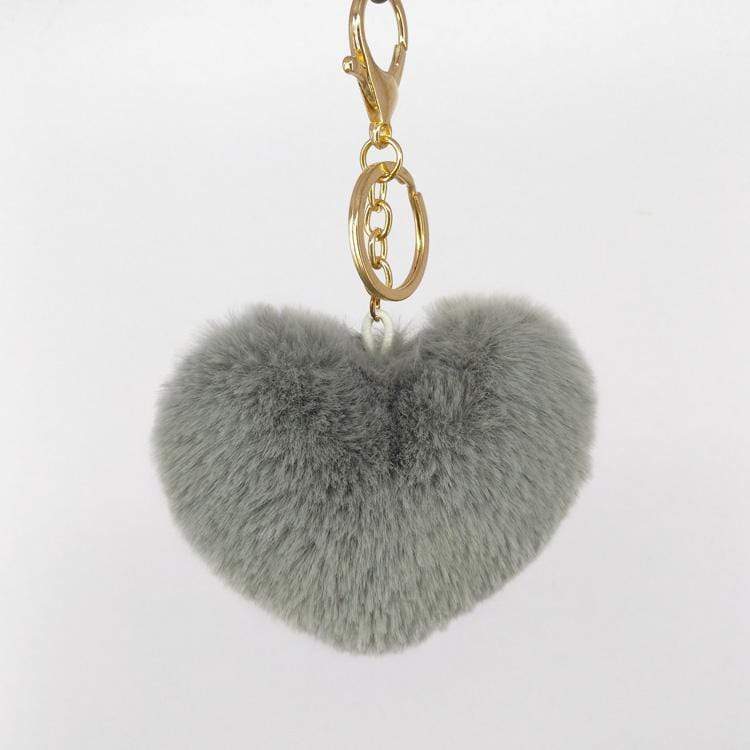 Kinky Cloth 200000174 gray Rainbow Heart Pompoms Keychain