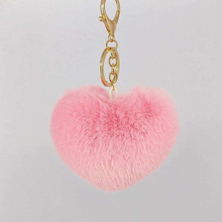Kinky Cloth 200000174 Pink Rainbow Heart Pompoms Keychain