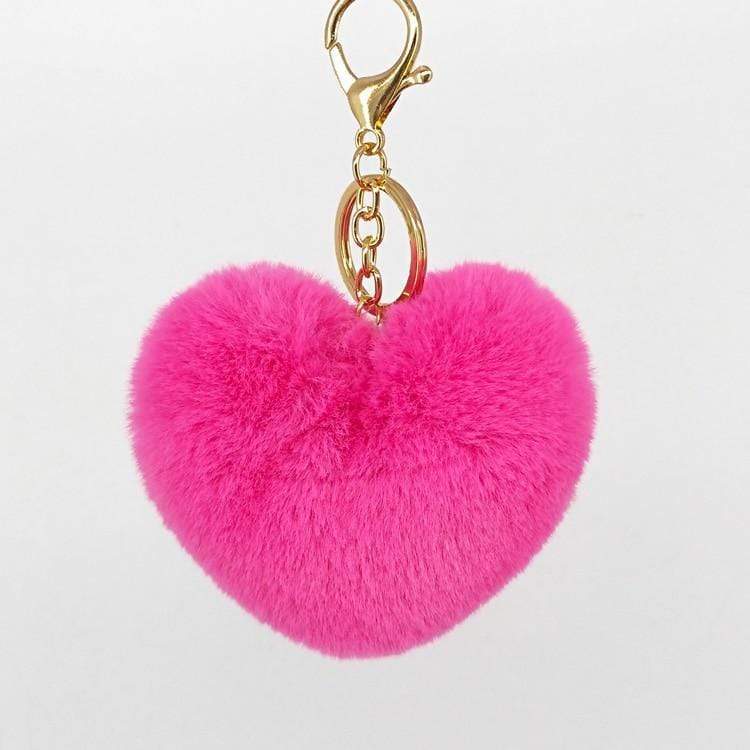 Kinky Cloth 200000174 Rose Rainbow Heart Pompoms Keychain