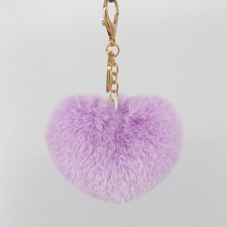 Kinky Cloth 200000174 Violet Rainbow Heart Pompoms Keychain