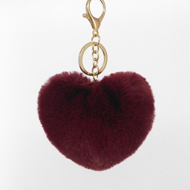 Kinky Cloth 200000174 Wine red Rainbow Heart Pompoms Keychain