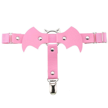 Kinky Cloth Accessories Cat evil pink Red Bow Double Clip Garters
