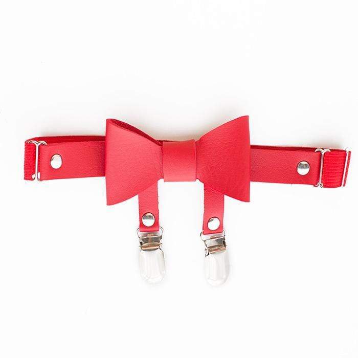 Kinky Cloth Accessories Leg Ring Sock Clip-365458 Red Bow Double Clip Garters