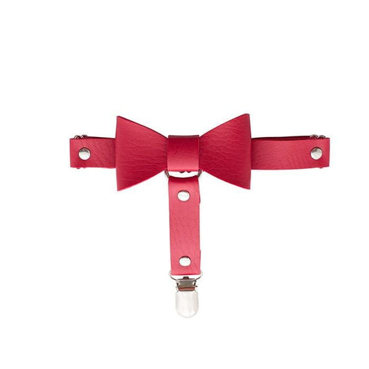 Red Bow Single Clip Leg Garter Belt