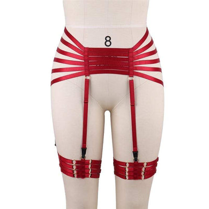 Red Garter Elastic Waist and Thigh Harness