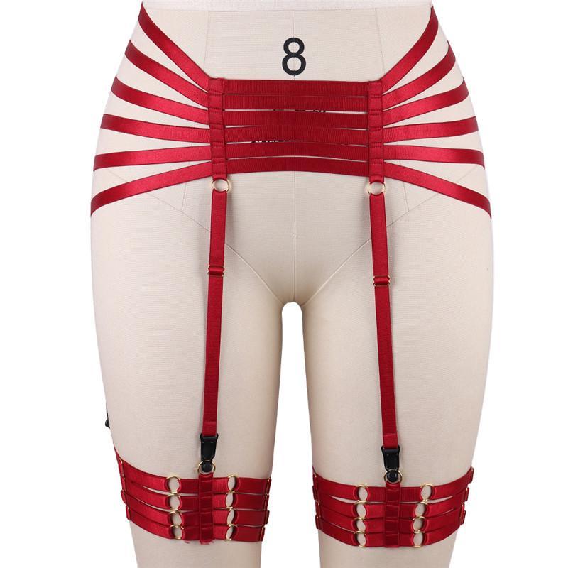 Red Garter Elastic Waist and Thigh Harness