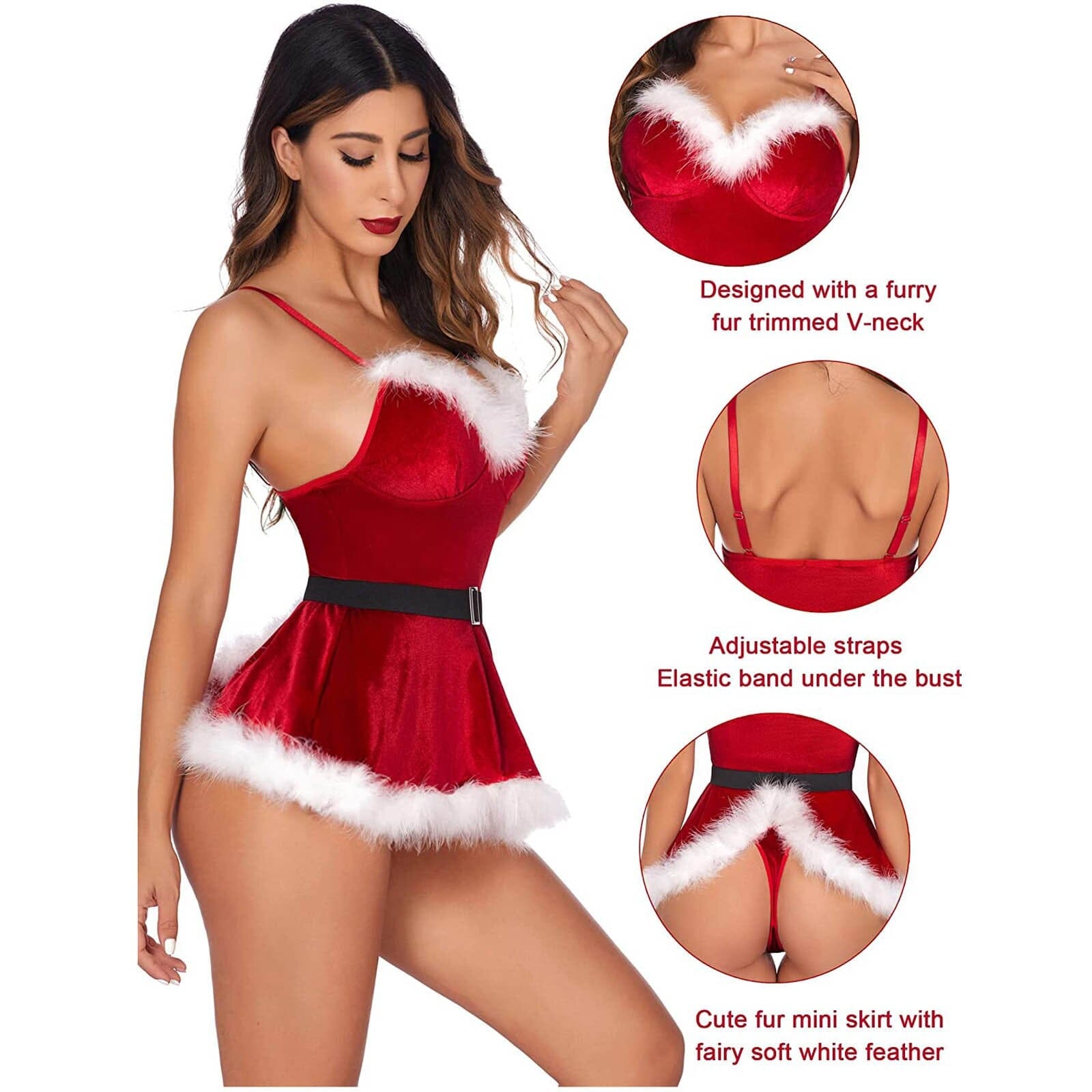 Kinky Cloth Red Hollow Christmas Lingerie