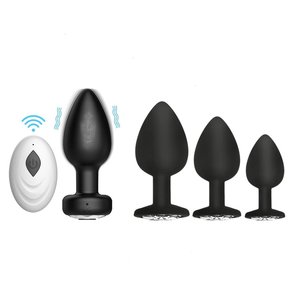 Kinky Cloth Black B Remote Control Vibrator Anal Plug