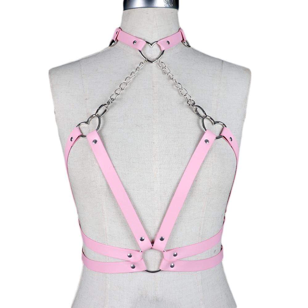 Kinky Cloth 200001886 Pink / One size Removable Heart Choker Harness Bra