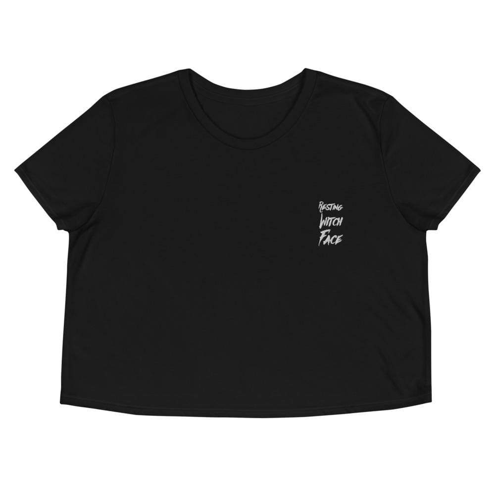 Kinky Cloth Black / S Resting Witch Face Embroidered Crop Top