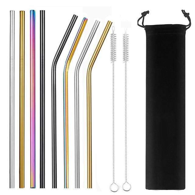 Kinky Cloth Home Mix2 8pcs Reusable Stainless Steel Straw Set