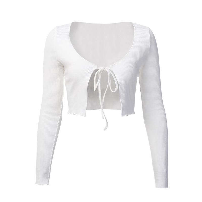 Kinky Cloth 200000791 White / S Rib-Knit Lace Up Crop Top