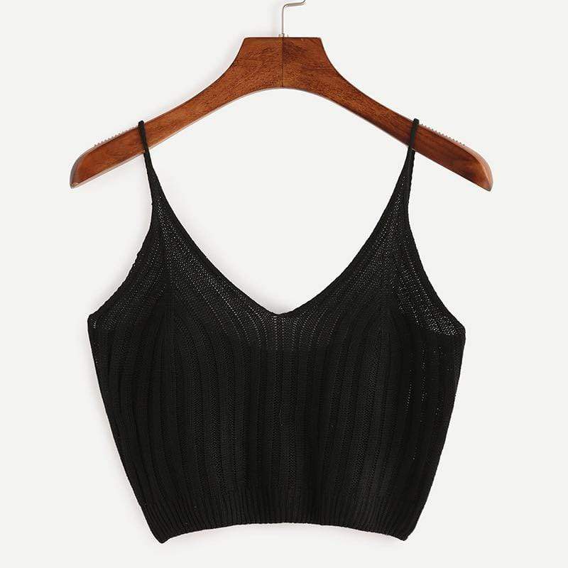 Kinky Cloth 31203 Black / ONE SIZE Ribbed Knit Crop Camisole Top