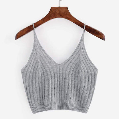 Kinky Cloth 31203 Gray / ONE SIZE Ribbed Knit Crop Camisole Top