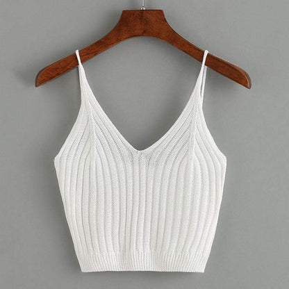 Kinky Cloth 31203 White / ONE SIZE Ribbed Knit Crop Camisole Top