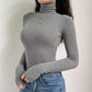 Kinky Cloth 201236202 Gray / L Ribbed Knit Turtleneck Long Sleeve Bodysuit
